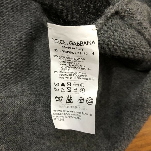 Dolce & Gabbana Men's 85% Virgin Wool Size 50/L Gray Factory Distressed Sweater - Picture 7 of 16